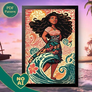 Patrón Punto de Cruz Vaiana PDF – Maui, Pua, Hei Hei, Corazón de Te Fiti, Isla y Océano, Descarga Instantánea