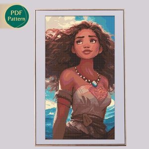 Moana Cross Stitch Pattern Counted cross stitch Vaiana Princess Cross Stitch Pattern Pattern Keeper Compatible image 1