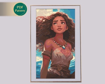 Moana Cross Stitch Pattern - Counted cross stitch - Vaiana Princess Cross Stitch Pattern - Pattern Keeper Compatible