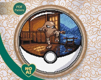 Hitmonlee Inspired Fighting Terrarium Cross Stitch Pattern PDF
