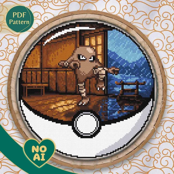 Hitmonlee Inspired Fighting Terrarium Cross Stitch Pattern PDF