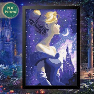Cinderella Cross Stitch Pattern PDF – Fairy Godmother, Crystal Shoe, Pumpkin Carriage, Princess, Instant Download