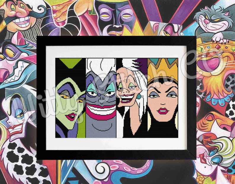 Maleficent Ursula Cruella Evil Queen Villains Cross Stitch Pattern PDF image 5