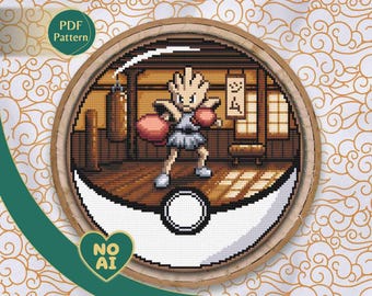 Hitmochan Inspired Fighting Terrarium Cross Stitch Pattern PDF