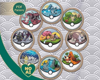 Eeveelutions Inspired Complete Terrarium Pack Cross Stitch Pattern PDF
