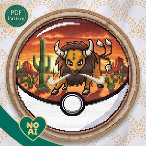 Tauros Inspired Wild Desert Oasis Terrarium Cross Stitch Pattern PDF