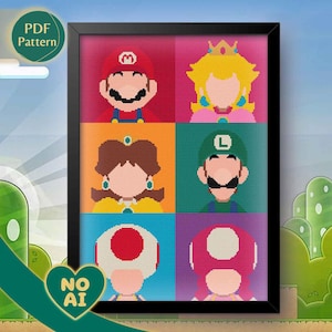 Pixel Heroes Cross Stitch Pattern: Retro Gaming Art (PDF Download, Pattern Keeper Compatible)