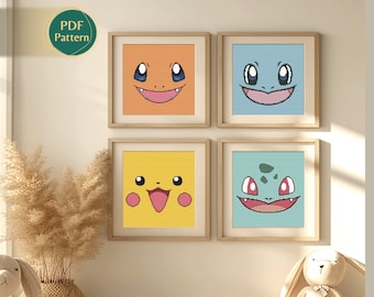 4x1 Cute Animals Cross Stitch Pattern - Counted cross stitch - Kawaii Cheerful Cross Stitch Pattern - Pattern Keeper Compatible