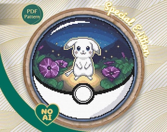 Peakychu Starry Night Terrarium Cross Stitch Pattern PDF