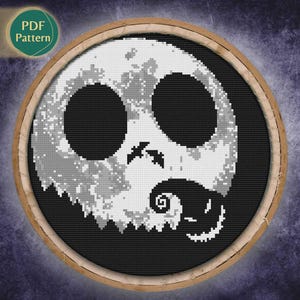 Halloween Skeleton & Shadow Monster Cross Stitch Pattern – Spooky Gothic Design, Dark Fantasy, Instant PDF Download
