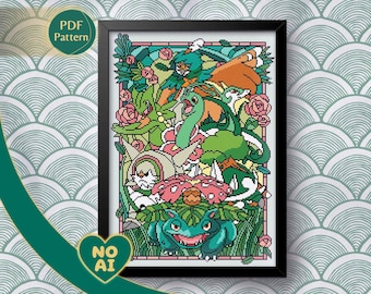 Stained Glass Grass Guardian Cross Stitch Pattern: Forest Fantasy (PDF Download, Pattern Keeper Compatible)