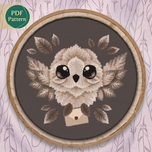 Mago de iniciación HP Patrón Punto de Cruz, Hedwig, HP, Kawaii, Carta, Búho Mágico, Escuela de Magia, Reino, Escuela Potter, PDF