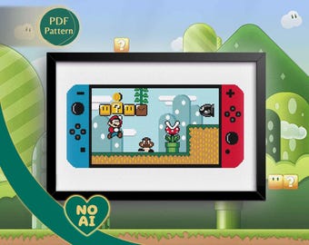 Pixel Hero World Cross Stitch Pattern – Gaming Adventure (PDF Pattern)