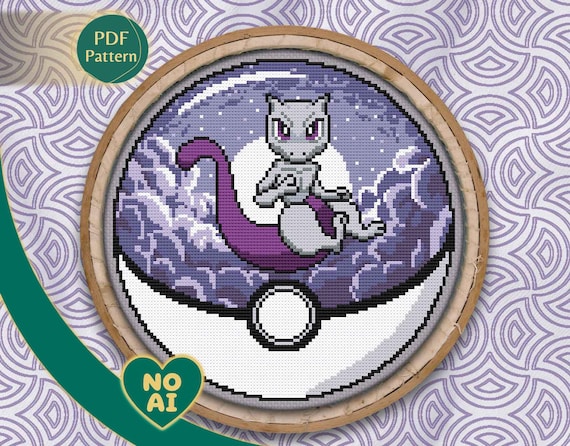 Mewtwo Inspired Epic Galaxy Terrarium Cross Stitch Pattern PDF