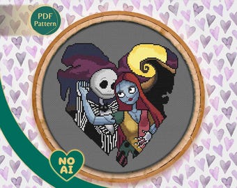 Gothic Skeleton Couple Cross Stitch Pattern: Kawaii Romance (PDF Download, Pattern Keeper Compatible)