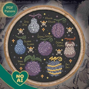 One Piece Devil Fruit Collection Grand Line Pirate Ship Terrarium Cross Stitch PDF