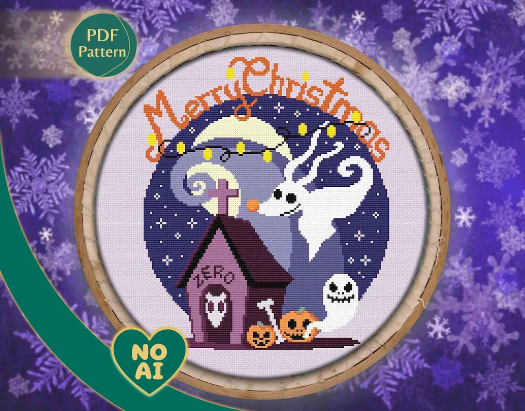 Nightmare Before Christmas Cross Stitch Pattern PDF: Zero Ghost Dog ...