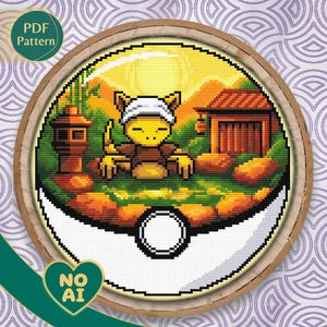 Abra Inspired Japanese Zen Spa Terrarium Cross Stitch Pattern PDF