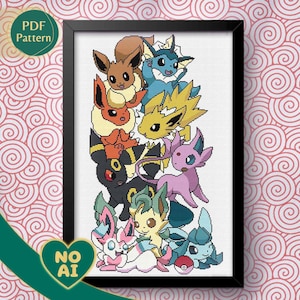 Eeveelutions Kawaii Cross Stitch Pattern (PDF Pattern)