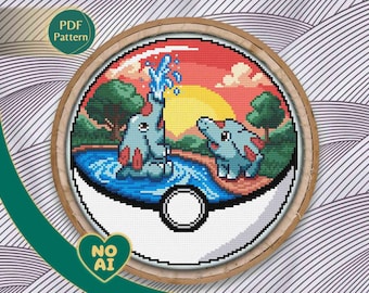 Phanpy Inspired African Savanna Grassland Terrarium Cross Stitch Pattern PDF