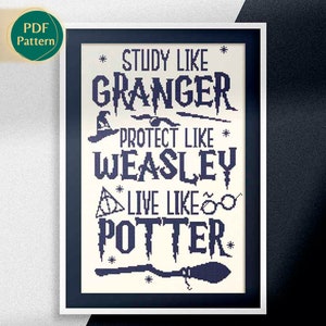 Wizards Starter HP Cross Stitch Pattern - Counted cross stitch - Hermione Granger, Ron Weasley, Luna Lovegood - Pattern Keeper Compatible