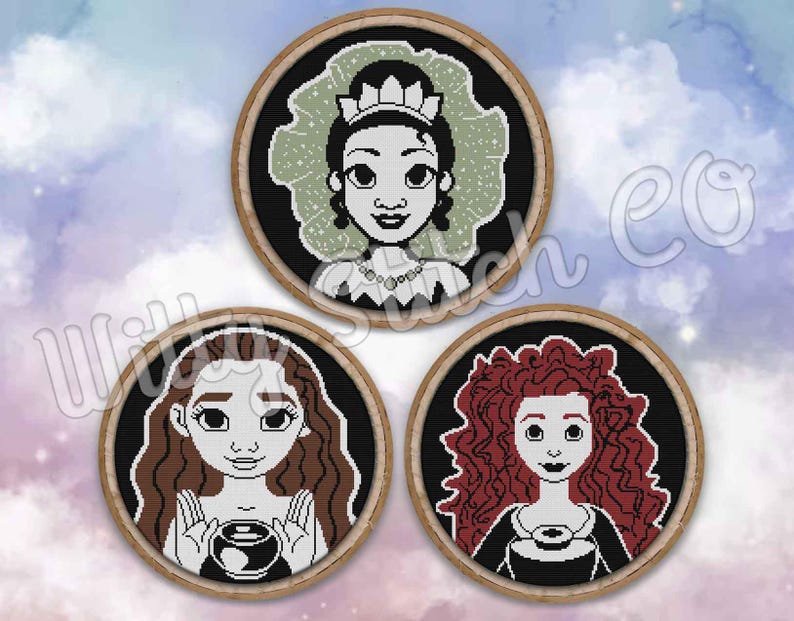 Princess Silhouette Cross Stitch Pattern Pack – 3 PDF Designs - Etsy