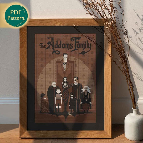 The Addams Family Cross Stitch Pattern - Counted cross stitch - Gothic Needlepoint - Morticia Gomez - Pattern Keeper Compatible