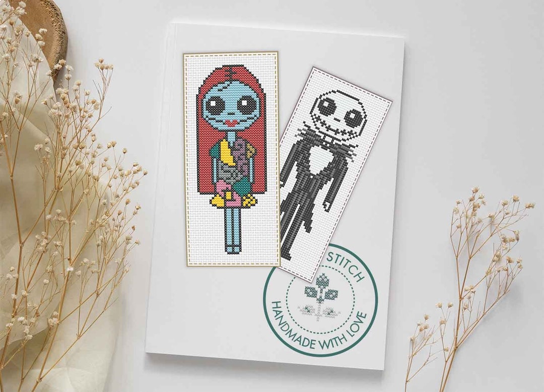 Two Bookmarks Jack Skellington &amp; Sally Cross Stitch Pattern - Etsy