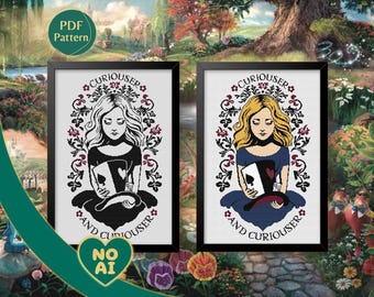 Alice in Wonderland Cross Stitch Pattern: Mad Hatter, Silhouette (PDF Pack)