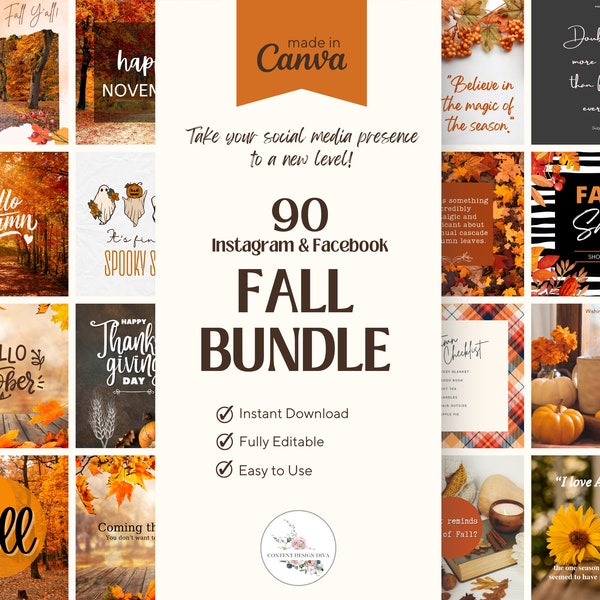 Fall Social Media Content Bundle Time Saving Fall Content Bundle Ready to Use Fall Themed Graphics