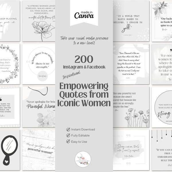 Empowering Quotes Iconic Women Social Media Posts Social Media Stories Empowerment Social Media Content Canva Editable