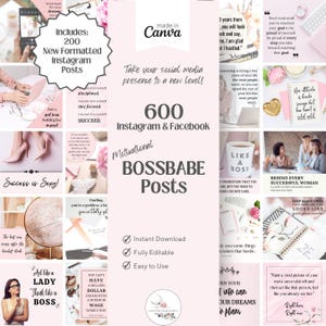 BOSSBABE Posts for Instagram/Facebook w/ Matching Stories | Social Media Ready | Personalize in Canva