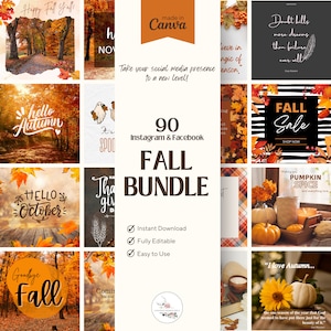 Fall Social Media Content Bundle Time Saving Fall Content Bundle Ready to Use Fall Themed Graphics