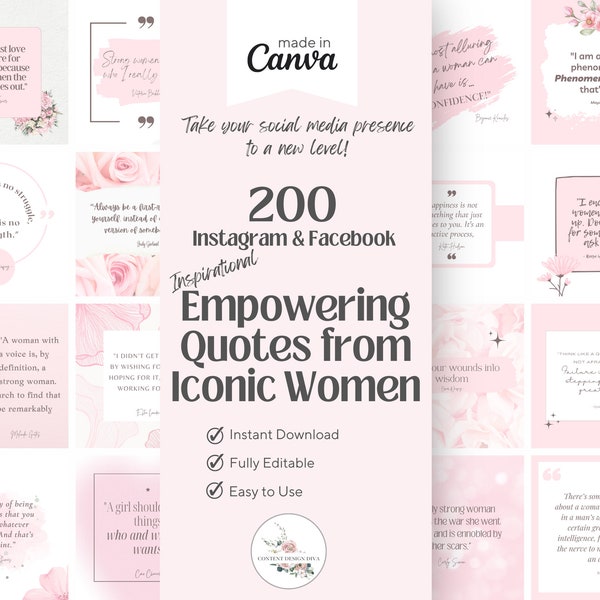 Empowering Quotes Iconic Women Social Media Posts Social Media Stories Empowerment Social Media Content Canva Editable