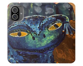 Kopia av Blå Groda Illustration Flipfodral | Konstnärlig Amfibie Telefonplånbok