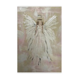 Ängelmålning Minkfilt | Mjukt barnrumspläd med akvarellmotiv och änglavingar bild 2