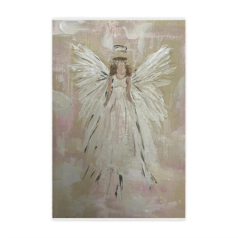 Ängelmålning Minkfilt | Mjukt barnrumspläd med akvarellmotiv och änglavingar bild 2