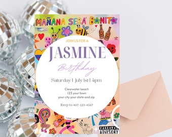 Bichota printable Invitation Bonito Digital Invitation Karol editable Birthday invite  Sera Bonito invitation
