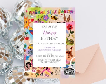 Bichota printable Invitation Bonito Digital Invitation Karol editable Birthday invite  Sera Bonito invitation