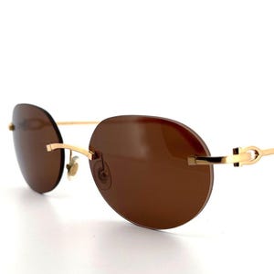Vintage 90s Cartier Rimless Oval Sunglasses - Small/Medium - Made in France