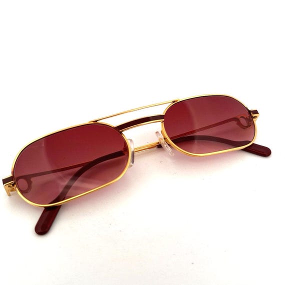 Vintage 80s Cartier Must Red Lacquer Sunglasses Medium Made in France