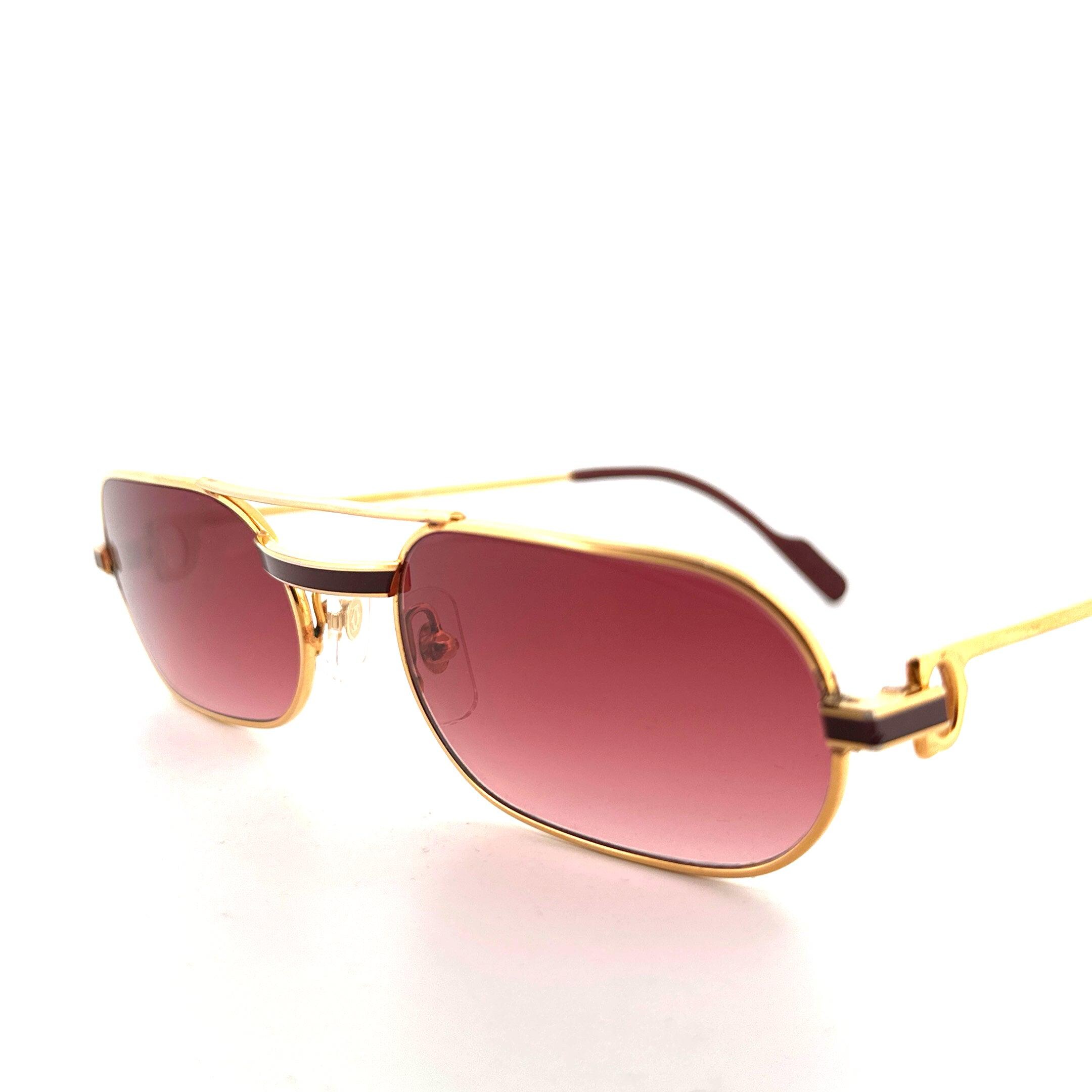 Vintage 80s Cartier Must Red Lacquer Sunglasses Medium Made in France