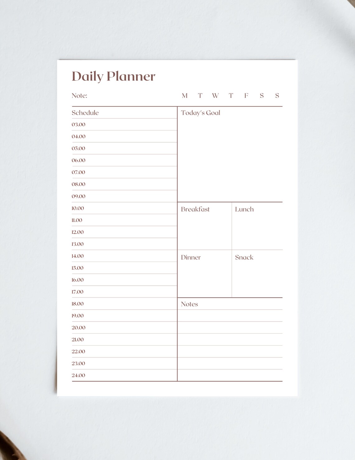 Daily Planner Printable Instant Download Daily Planner - Etsy