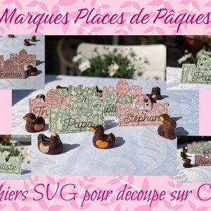 Lot de 6 fichiers SVG Marques place de Pâques, easter name tag, pour découpe sur cricut, tuto en Français and in English