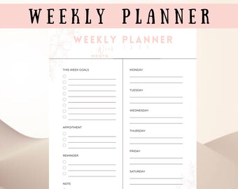 Weekly planner minimalist planner master productivity printable planner weekly downloadable weekly planner floral (pink)