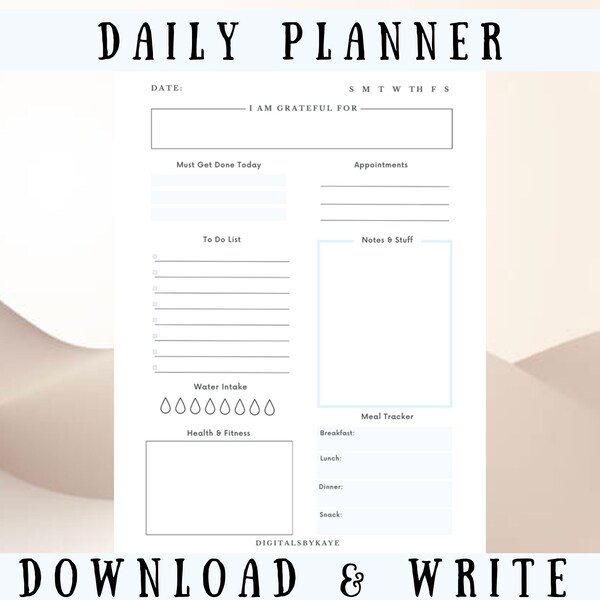 Daily planner minimalist planner master productivity printable planner daily downloadable ADHD daily planner (blue)