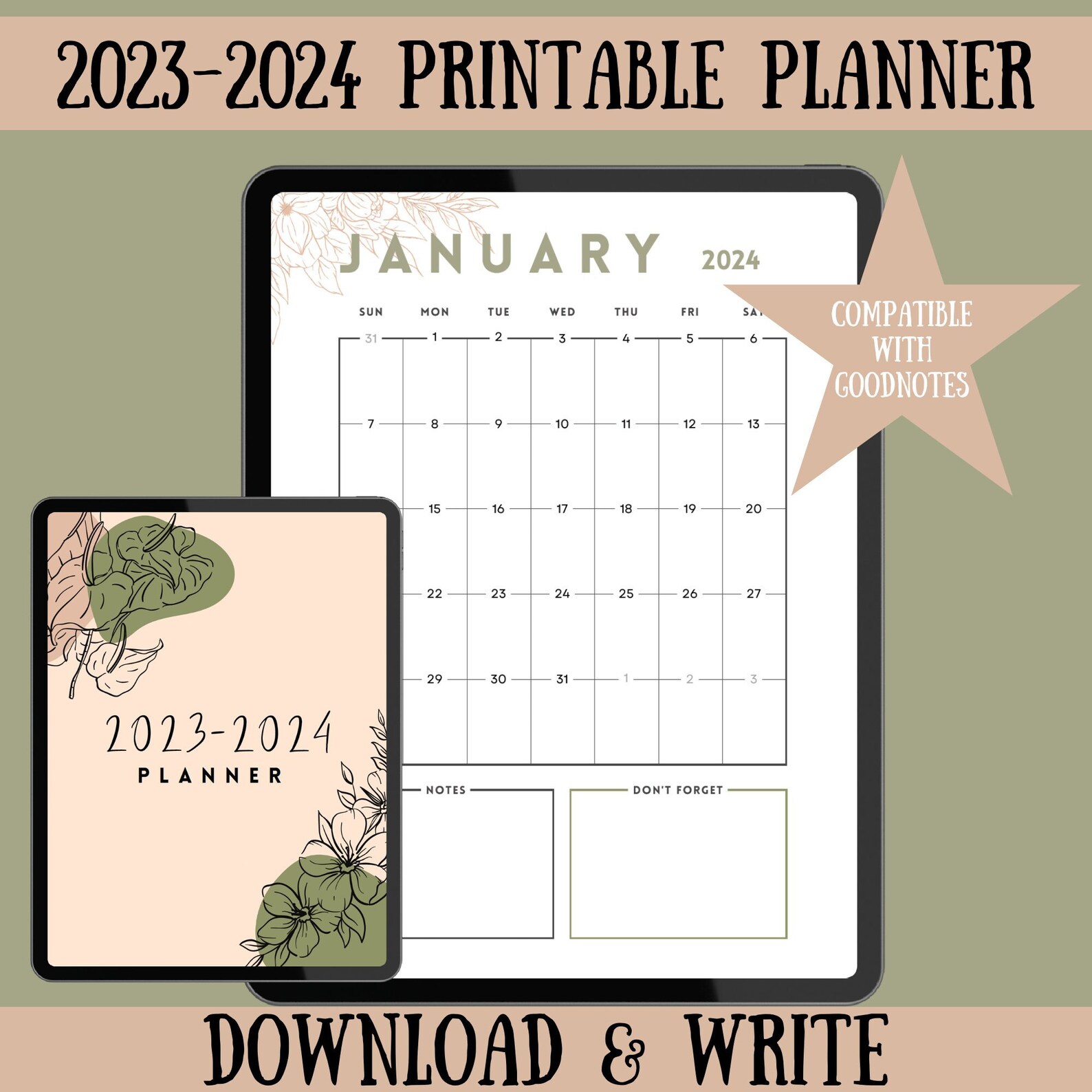 Printable Calendar 2023 2024 Printable Planner Digital Weekly Planner