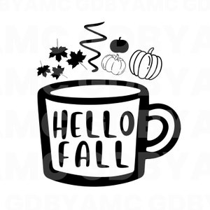 Ciao autunno - SVG, Png, Eps, Dxf, Pdf, File di taglio digitale, Cricut Maker, Silhouette Cameo 4