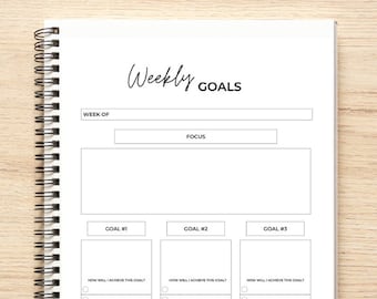 Weekly Goal Planner Printable, Weekly Goal Setting Template, Weekly Goal Progress Tracker, US LETTER Instant Download PDF