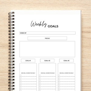 Weekly Goal Planner Printable, Weekly Goal Setting Template, Weekly Goal Progress Tracker, US LETTER Instant Download PDF